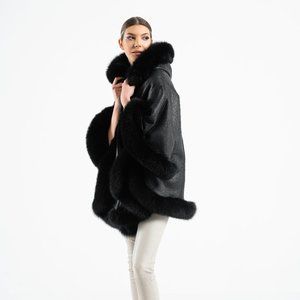 Black fur with leather poncho
